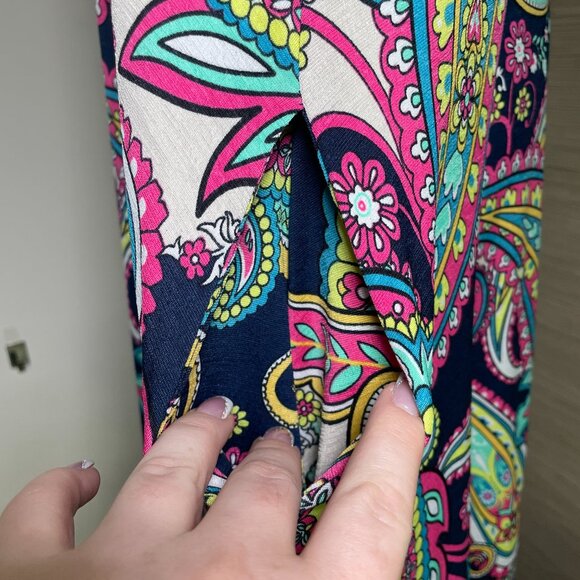 Women's Large Mermaid Cove Multicolor Paisley Sleeveless Shift Dress w/ Pockets - Picture 5 of 10